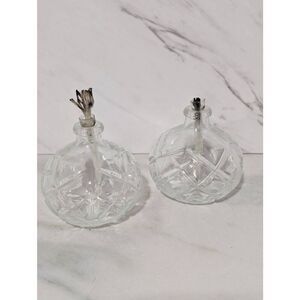 Unbranded Molded Clear Glass Oil Lamps With Wick Holders